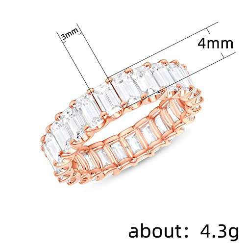 925 Sterling Silver Plated Cubic Zirconia Stacking Band Ring CZ Eternity Wedding Band for Women4