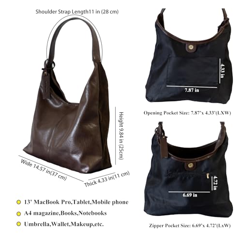 Image of Soft PU Leather and Suede Tote Bag Shoulder Bag for Women - Large Capacity Hobo Bag with Interior Pockets