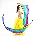 2Pcs Silk Veil + 2Pcs Poi Chain Ball Women Belly Dance Poi Streamer Throw Ball Stage Props(Rainbow)