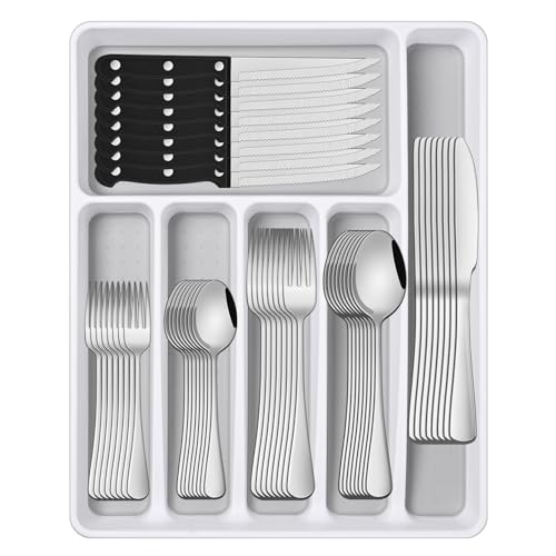 49-Piece Stainless Steel Flatware Set for 8 with Organizer
