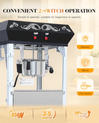 Image of 8 Oz Popcorn Machine with Cart for Home Party Office