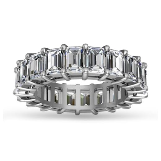 5.00 ct Emerald Cut Diamond Eternity Wedding Band Ring in 14 kt White Gold In Size 9.5