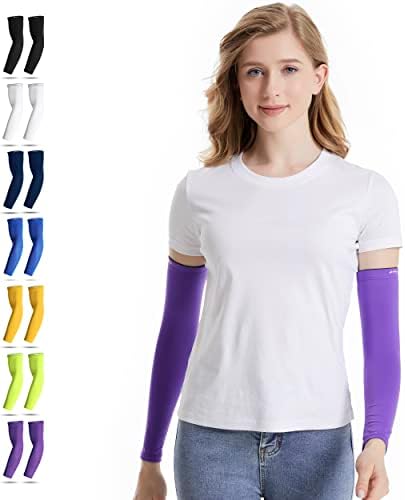 HiRui Cooling Arm Compression Sleeves for Men Women Youth Kids, UV Protection 20-30mmHG Support, Great for Running Cycling Basketball Golf Tattoo Cover, Breathable Moisture-Wicking (Purple, 2X-Large)
