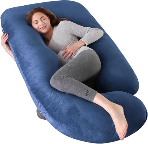 Image of ALLOPERA U-Shape Full Body Pregnancy Pillows, Maternity Pillow for Sleeping Support for Legs, Back, Neck, Shoulder, Hips, Belly for Pregnant Woman, 57 inch Prenancy Pillow (Blue-g)