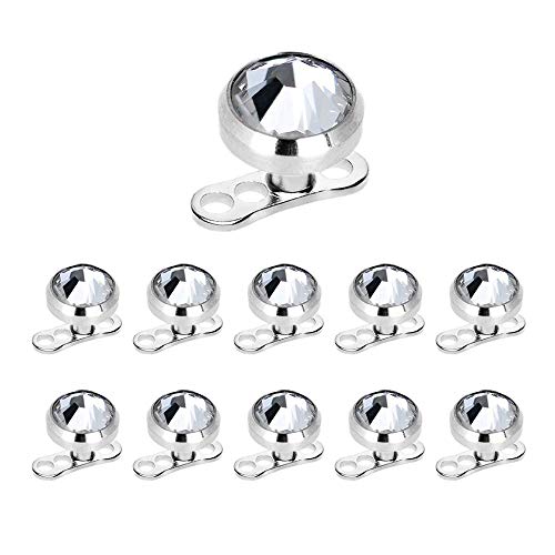 EG GIFTS Dermal Piercing Jewelry 316L Surgical Steel Clear 22 Parts