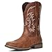 IUV Cowboy Boots for Men Square Toe Pull-On Western Boots with Classic Embroidery, Slip & Oil Resistant Outsole, Durable Heel for Stylish Casual, and Country Wear