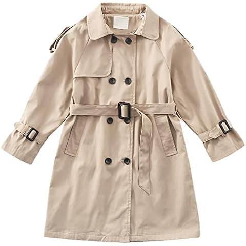 amropi Niña Gabardina Abrigo con Cinturón Manga Media Chaqueta Cover