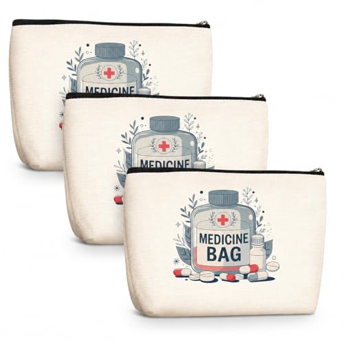 Image of DRUDRAYA Canvas Medicine Pouch | Printed Medicine Storage Bag (Pack of 3)