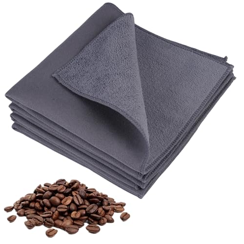 Rairsky 4 Pièces Chiffons Barista,30 x 30 cm Chiffons Barista de Haute Qualité,Serviettes de Nettoyage pour Machine à Café,Absorbants,Non Pelucheux,pour Nettoyer La Poignée de La Buse à Vapeur (Noir)