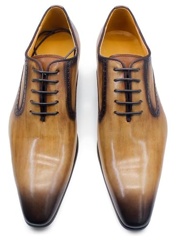 Santimon Men’s Handcrafted Leather Oxfords Dress Formal Shoes – Classic Burnished Cap Toe Derby for Business, Wedding, Office– Comfortable Italian Style Luxury3