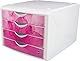 helit H6129626 - Schubladenbox, „the chameleon“, 4 Schübe, weiß/himbeer