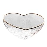 VICASKY Herzförmige Glasfruchtschüssel mit Goldrand Transparente Salatschale für Obst Desserts für Alltag und Dekoration Langlebig