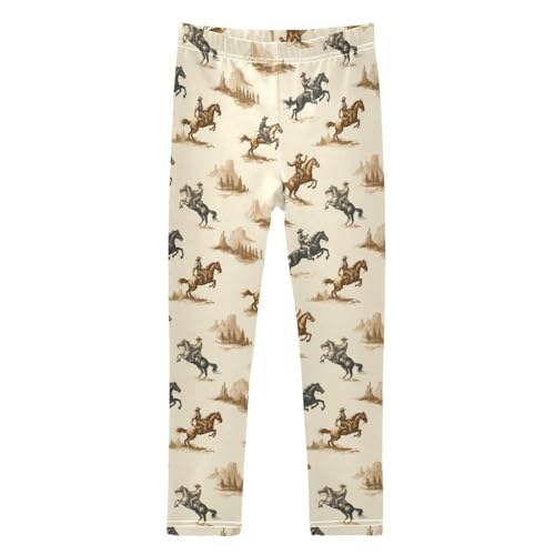 Girls Leggings Soft Toddler Ankle Length Bottoms Cowboy Kids Dance Yoga Pants 4-10 Years