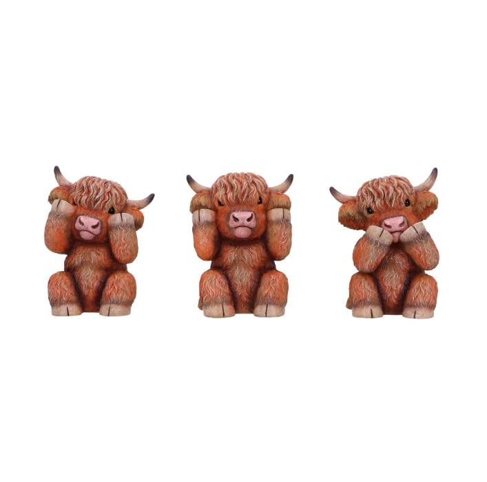 Kilts Wi Hae Three Wise Highland Cows Coos - Hear No, Speak No, See No Evil Figurines