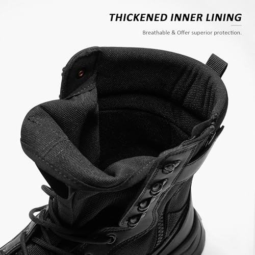 Tactical Boots for Men Lightweight Military Combat Work Boot Side Zipper Motorcycle Hiking Boots 8 Inches4
