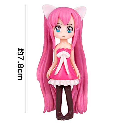 HYSTYLE 6 Pcs Lovely Girl Figurines Toys Mini Figure Collection Playset, Cake Topper Toy Doll Set, Car Doll, Office ornament, Miniature Decorations, Landscape Scenes