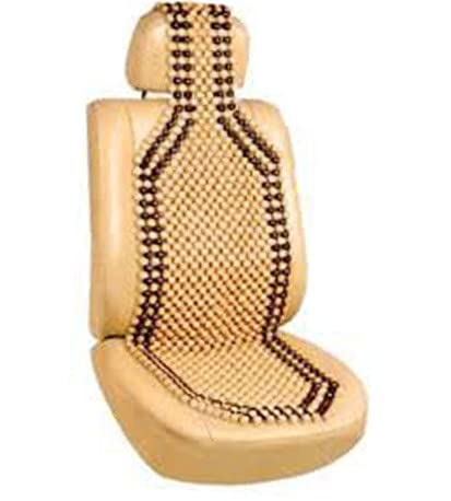 Image of Car Bead Seat Wooden Beads Cushion Cover Pad for Maruti Suzuki Swift Type 1, Acupressure Sitting Seat Cover | Cream Color - Pack of 1