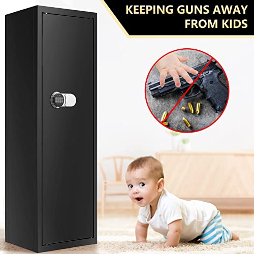 7-8 Fireproof Gun Safes For Home Rifle And Pistols, Anti-Theft Long Gun Safes For Rifles And Shotguns With Pistol Rack, Removable Shelf, Silent Mode #TOP3