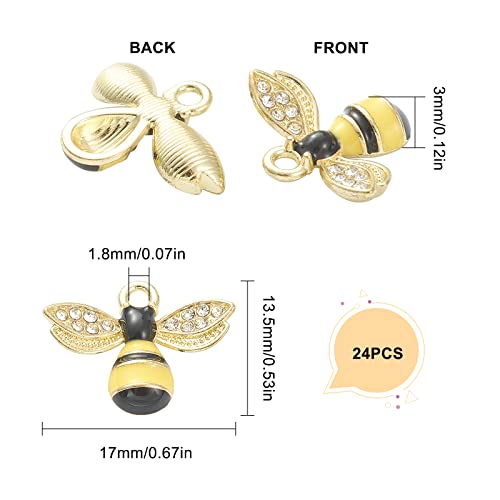 SUNNYCLUE 1 Box 24PCS Alloy Enamel Bee Charms Gold Honey Bees with Crystal Rhinestone Pendant for Jewelry Making Charm Necklaces Bracelets Earrings DIY Crafting Supplies Accessories - Image 2