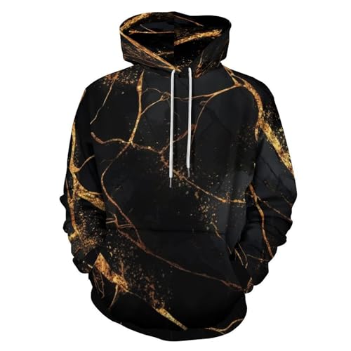 Sweat-shirt 3D feuille d'or - Pull à col rond luxueux pour style urbain chic