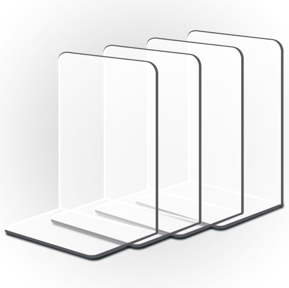 アクリル本舗 ブックエンド アクリル 透明 本立て おしゃれ 8枚入り ブックエンド 倒れない 書籍 A4ファイル収納 整理整頓 分厚い本、CD、書類、ビデオゲームなどを固定可能