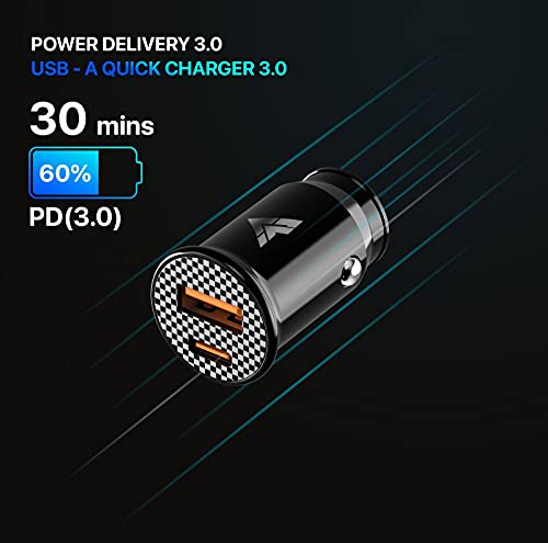 Image of DR VAKU USB C Car Charger, 38W Dual Port Fast USB Car Charger with Power Delivery & Quick Charger 3.0 Compatible with iPhone12 / 12 Pro /Max / 12 Mini /iPad Pro 2020,MacBook - Black