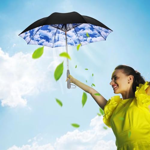 Parapluie ventilateur rechargeable contre la chaleur du soleil