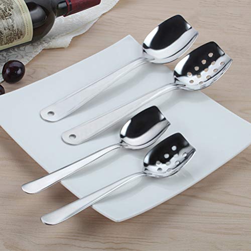Cabilock Colher de aço inoxidável mini com ranhura para servir comida ocidental (G)