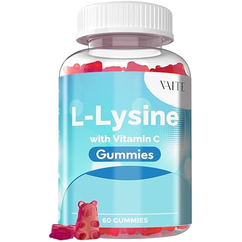 L-Lysine 800mg Gummies with Vitamin C - Supports Skin, Lip, Vegan, Gluten Free, 60 Chewable Lysine for Adults, Vitamins Tissue Health & Immune System, Amino Acid & Complex Supplements, Non-GMO Cover