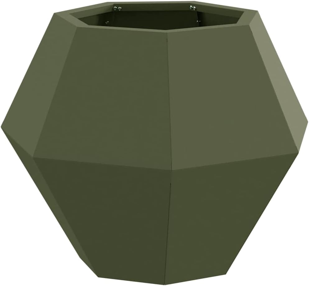 Прямоугольная стальная ваза оливково-зеленого цвета 50 x 50 x 40 см Прочная подходит для использования на открытом воздухе простая сборка легкий уход идеально подходит для сада и террасы