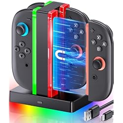 for Switch 2 Charging Station Dock Compatible with Playstation 3 Controller with USB C Charging Cable, 4 IN 1 Magnetic Switch 2 Charger Accessories with LED Indication