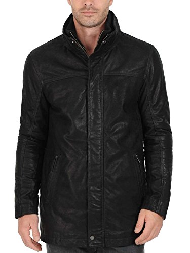 Laverapelle Men's Genuine Lambskin Leather Coat (Black, Field Coat) - 1502346