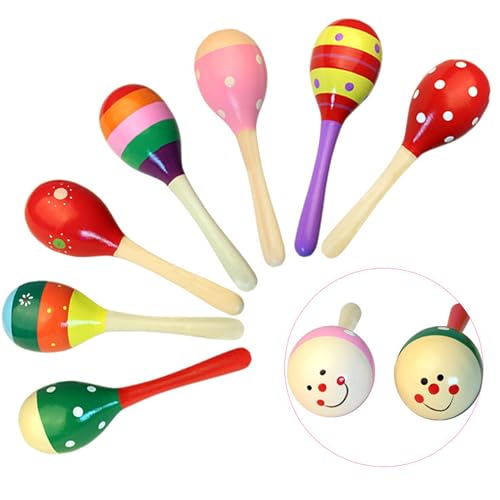 WSNDM 1 Paar Rasseln aus Holz, Rasseln Percussion Musical Zubehör, Maracas Eierschale Shaker Sand Hammer, Musik Instrument für Babys, für Kinder, Partys und Schulen (Zufällige Farbe)
