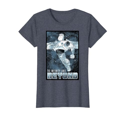 Disney Pixar Toy Story Infinity and Beyond Buzz Galaxy Card T-Shirt, Women, Heather Blue, XX-Large