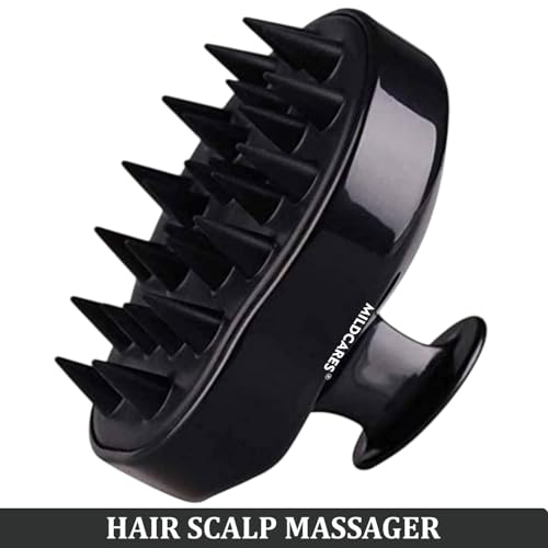 Image of MildCares Mouse Scalp Massager Brush (Black) | Soft Silicone Bristles Comb for Gentle Scalp Exfoliation, Deep Cleaning & Relaxing Dry /Wet Head Massage | All Hair Types | Shampoo Brush for Men & Women