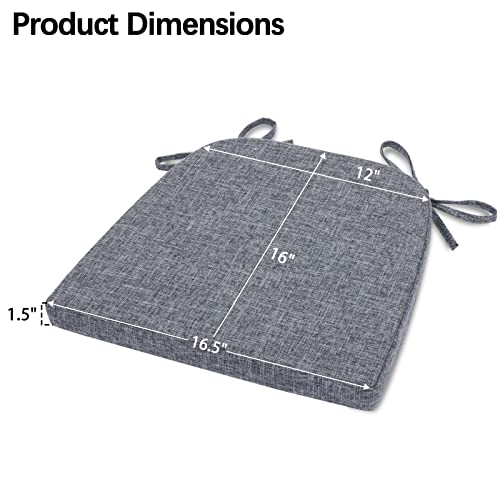 Shinnwa Dining Chair Cushions Set Of 4 High Density Foam Seat Cushions For Kitchen Chairs Non Slip Metal Chair Pads With Ties 16 X 16 Inches Grey #TOP5