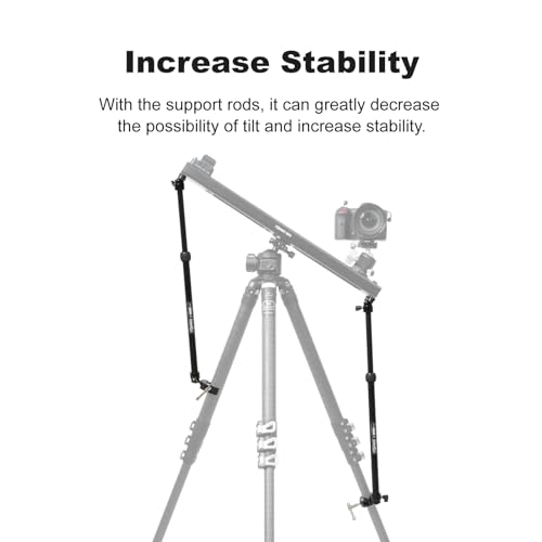 Image of Accsoon Camera Slider Support Arm(2 Arms in), Adjustable Tripod Stability Arm for Increasing Stability in Aluminum Alloy Extendable Pole for Slider Rail Track with C Clamp and Ballhead