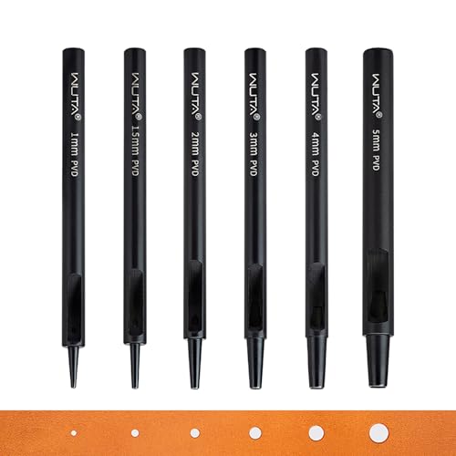WUTA Lot de 6 Emporte-pièces Ronds en Titane, Poinçons Creux pour Cuir,Emporte Piece Rond pour Bracelet de Montre, Ceinture, Toile
