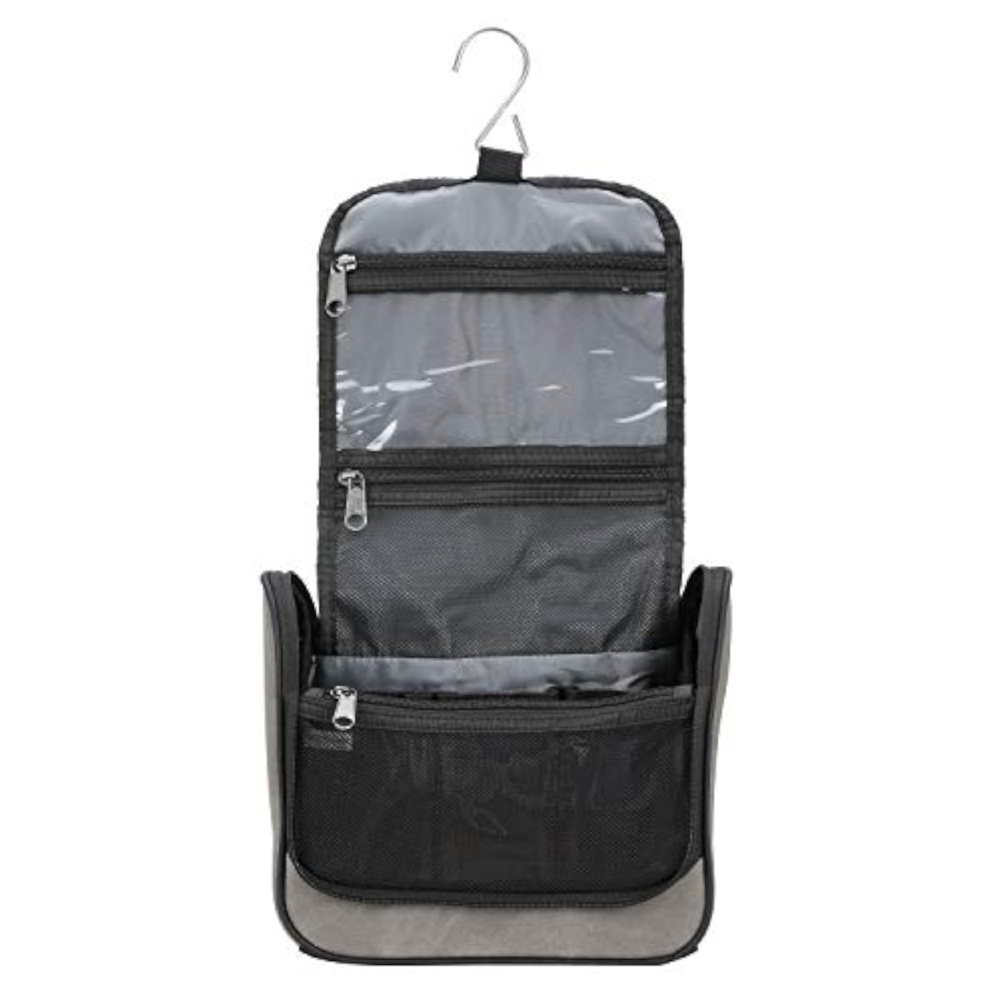 Brushed Twill Hanging Toiletry Kit, Gray