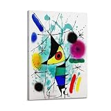 KANGZENG Joan Miro Peintre Œuvres d'art (Le poisson chantant) Impression sur toile Peinture murale Art Décoration d'intérieur moderne 60 x 90 cm