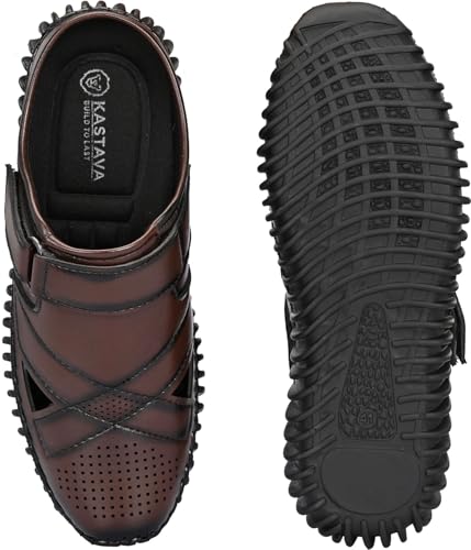 Image of KASTAVA KS 102X Comfortable Premium Synthetic Casual Sandals | Adjust Velcro Closure | Lightweight Everyday Wear Sandals for Men