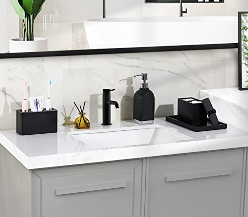 Luxspire Toothbrush Holder, 3 Slots Electric Toothbrush And Toothpaste Holder, Resin Bathroom Countertop Storage Bathroom Accessories Toothbrush Stand For Vanity Counter Organizer Caddy - Black #TOP6