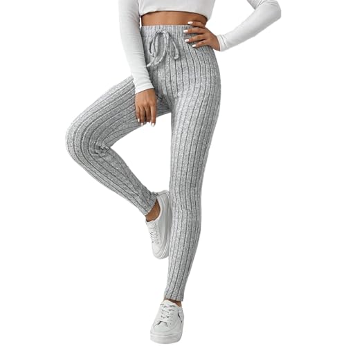 Leggings para mujer de invierno, pantalones de tela suave, cintura alta, pantalones largos para correr, elásticos, ligeros, ajustados, pantalones de ocio, pantalones de punto cómodos, para otoño e