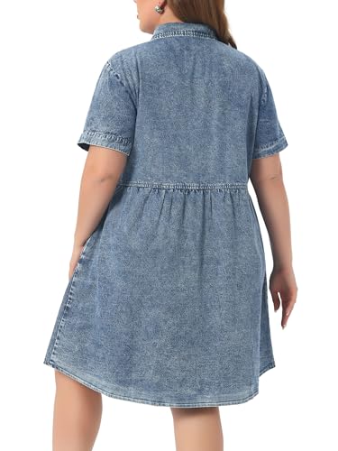 Image of Agnes Orinda Denim Dress for Women Plus Size Button Down Babydoll Sundress Jean Dress with Pockets 2026 Vacation