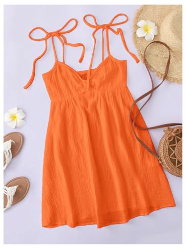 Image of SOLY HUX Women's Summer Cami Sun Dress A Line Tie Shoulder Y2k Cute Casual Short Mini Beach Babydoll Dresses