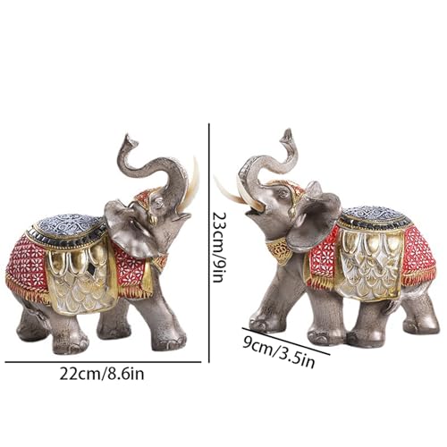 Juego de figuras de elefante de riqueza de Feng Shui, estatuas de resina para decoración del hogar, modernas esculturas de elefante negro y dorado, par de decoración de la suerte para prosperidad y