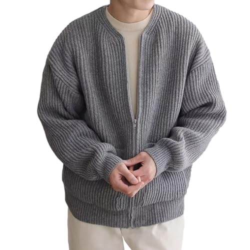 Womens Sweaters,Men's Full Zipper Cardigan Sweater Solid Color Knitted Sweaters Knitted Men Casual Sweater Cardigan