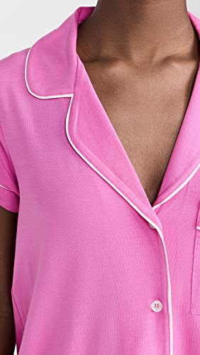 Eberjey Women's Gisele Short Sleeve Crop Pj Set, Italian Rose/Ivory, Pink, M #TOP5