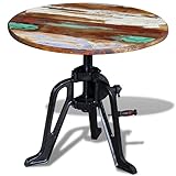 vidaXL Beistelltisch Couchtisch Wohnzimmer Massivholz Gusseisen höhenverstellbar Antik