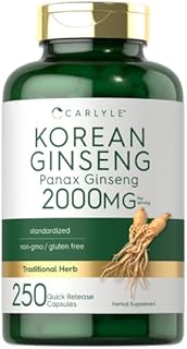 Carlyle Korean Ginseng | 2000 mg | 250 Capsules | Non-GMO and Gluten Free Formula | Standardized Panax Ginseng Supplement